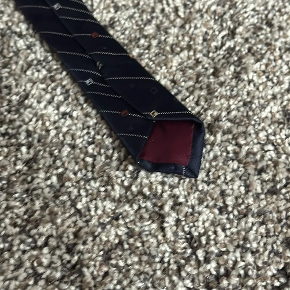 Perma-Prest Sears Fashion Collection Navy/Multicolor Neck Tie 100% Silk